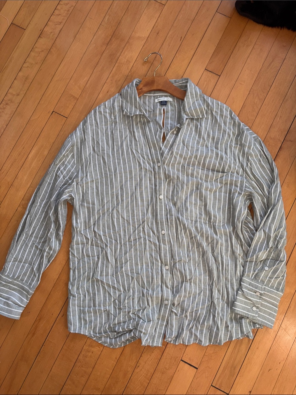 Sage Striped Tie-Back Button Down
